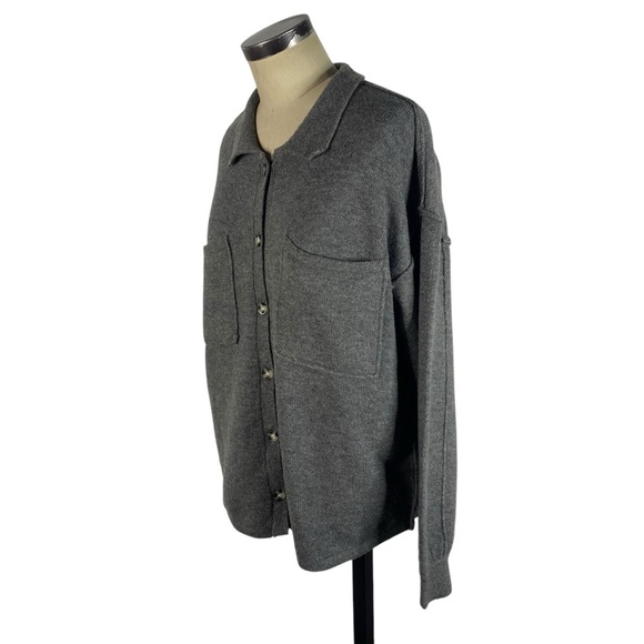 NEW Stitch Fix Saltwater Luxe Long Sleeve Cardigan Sweater Large Gray Collared - Picture 2 of 11